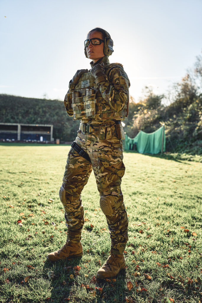 Soldier wearing Crye Precision combat clothing during outdoor military training